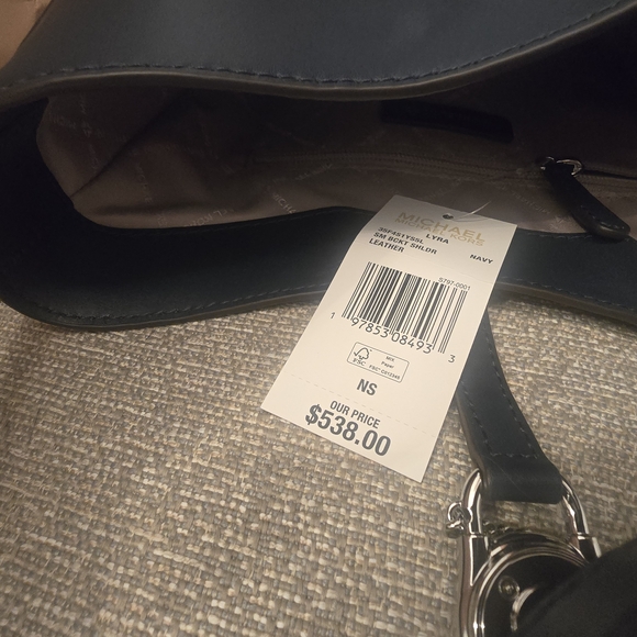 NWT Michael Kors Navy Blue Leather Shoulder Bag - Picture 9 of 10